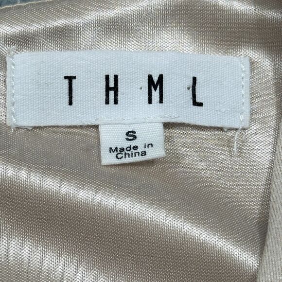 THML Dress Womens Sz.Small Beige Faux Suede V-neck w/Exposed Zipper - Picture 2 of 14